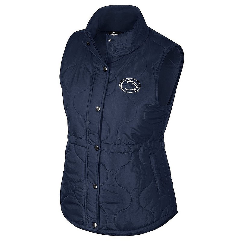 Penn State Women's Quilted Cinched Waist Puffer Vest Navy 