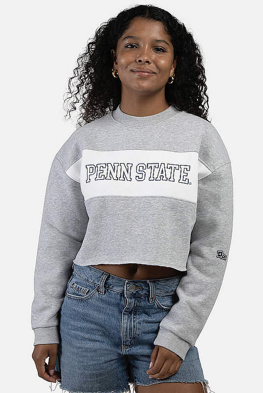 Hype & Vice Penn State Embroidered Color Block Era Crop Crewneck Nittany Lions (PSU) (Hype & Vice )