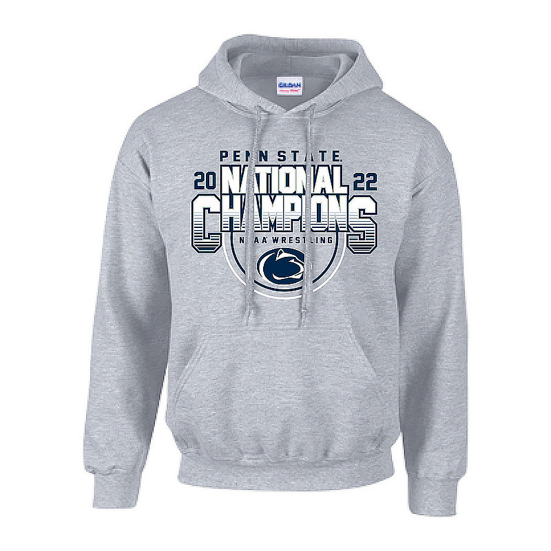 Penn State 2022 Wrestling NCAA National Champions Hooded Sweatshirt Grey Nittany Lions (PSU) 