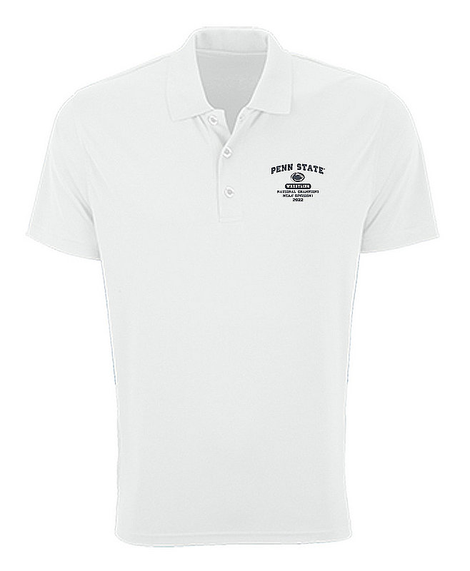 Penn State 2022 Wrestling NCAA National Champions White Performance Polo Nittany Lions (PSU) 