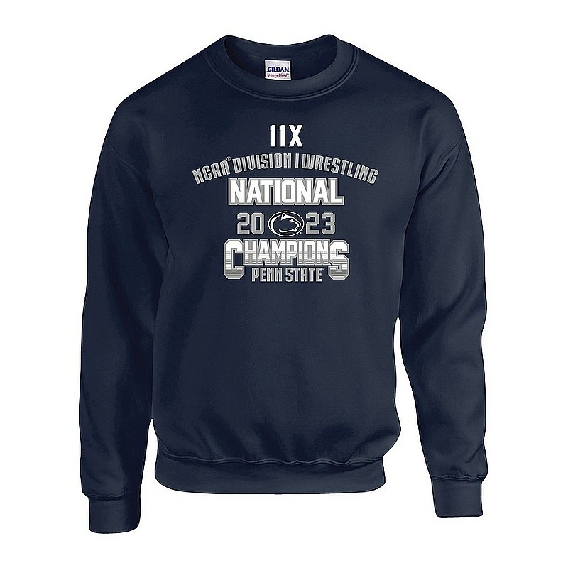 Penn State 2023 Wrestling NCAA National Champions Crewneck Sweatshirt Navy Nittany Lions (PSU) 