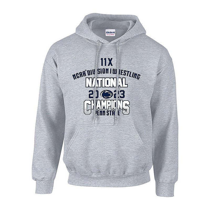 Penn State 2023 Wrestling NCAA National Champions Hooded Sweatshirt Grey