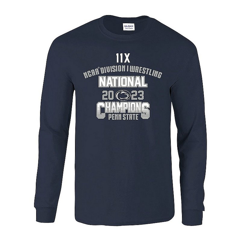 Penn State 2023 Wrestling NCAA National Champions Long Sleeve Shirt Navy	 Nittany Lions (PSU) 