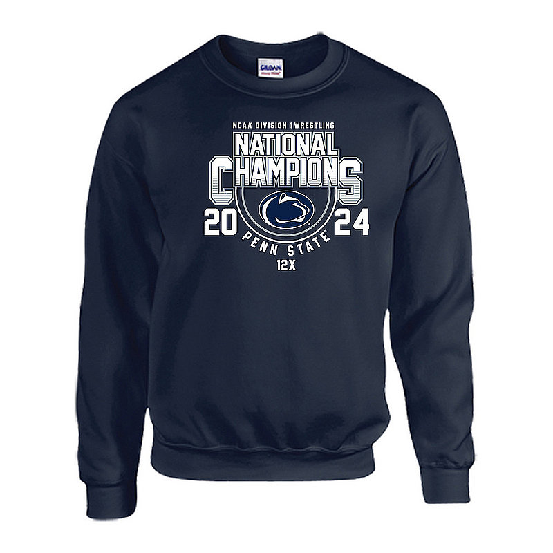 Penn State 2024 NCAA Wrestling National Champions Crewneck Sweatshirt Navy Nittany Lions (PSU) 