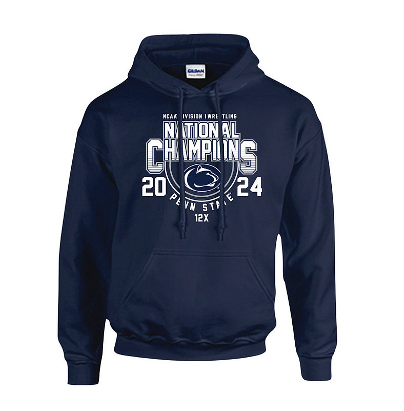 Penn State 2024 NCAA Wrestling National Champions Hooded Sweatshirt Navy Nittany Lions (PSU) 