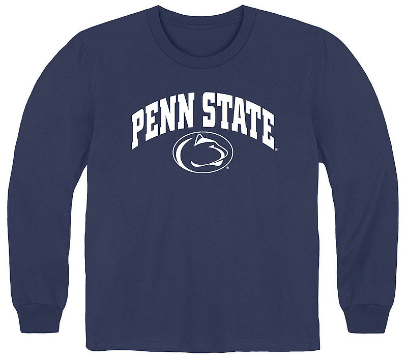 Penn State Arching Over Lion Head Youth Long Sleeve Tee Navy