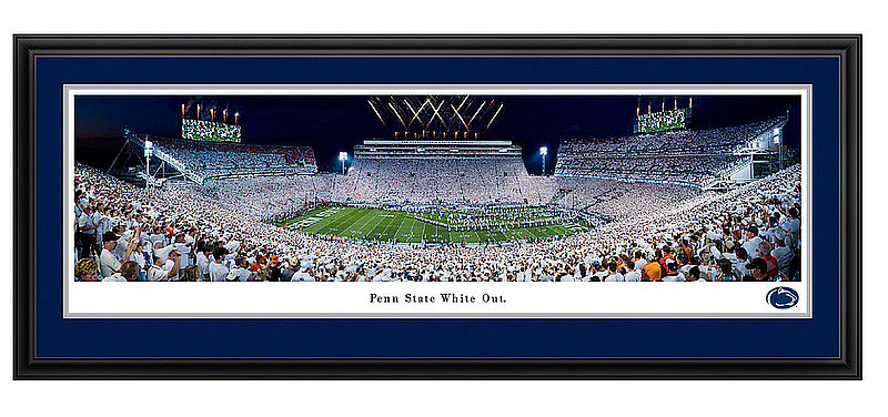 Penn State Beaver Stadium White Out Run Out 2021 Panorama Deluxe Framed and Matted Nittany Lions (PSU) 