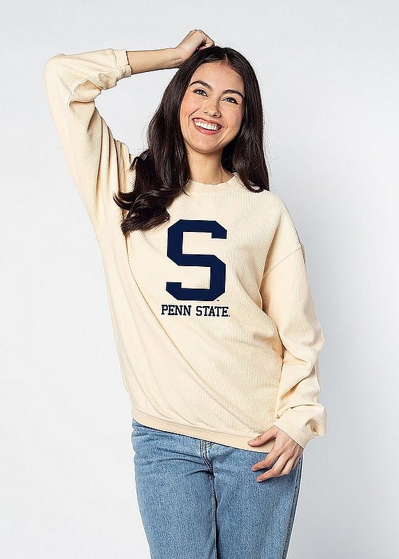 Penn State Block S Natural Corded Crew 