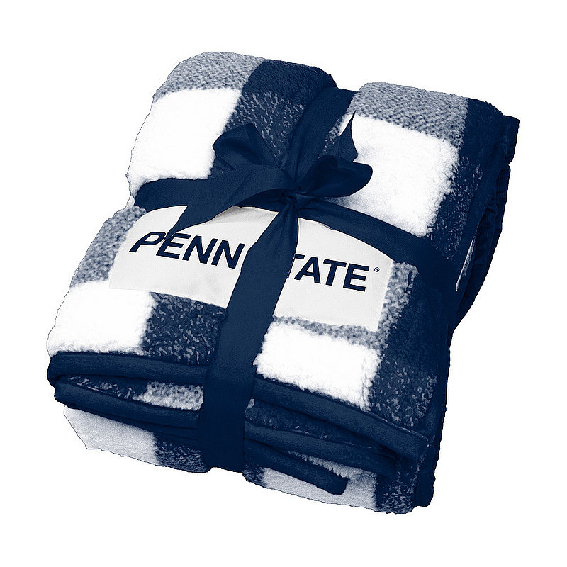 Penn State Buffalo Check Frosty Fleece Sherpa Blanket Nittany Lions (PSU) 