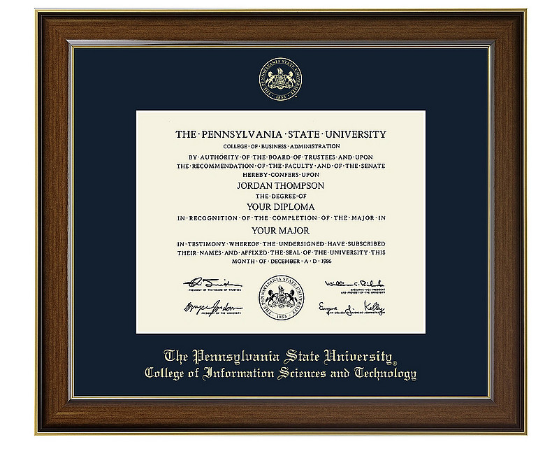 Penn State College of Information Sciences and Technology Gold Embossed Diploma Frame Nittany Lions (PSU) 