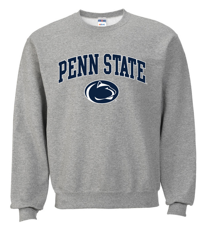 Penn State Crew Neck Sweatshirt Arching Over Lion Gray