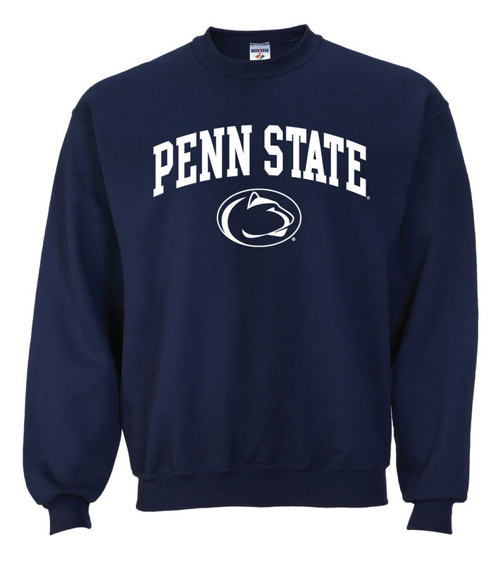 Penn State Crew Neck Sweatshirt Arching Over Lion Navy