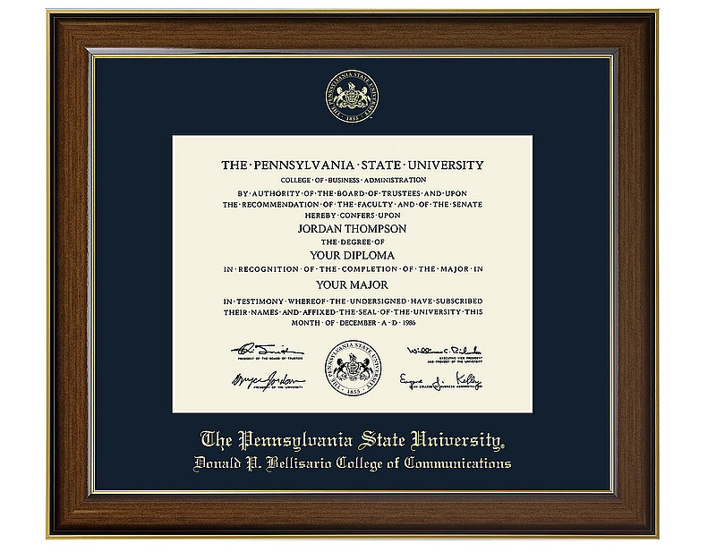 Penn State Donald P. Bellisario College of Communications Gold Embossed Diploma Frame Nittany Lions (PSU) 