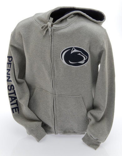 Penn State Embroidered Zip Up Hooded Sweatshirt Lion Head Gray Nittany Lions (PSU) 