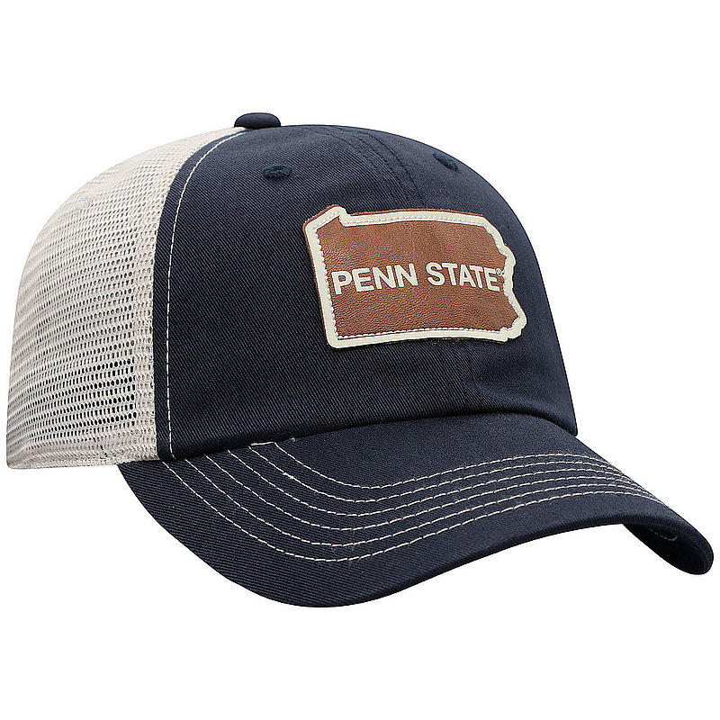 Penn State Faux Leather PA Outline Adjustable Trucker Hat 