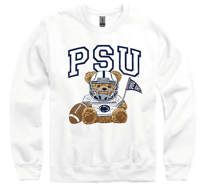 Penn State Football Bear Crewneck Sweatshirt White Nittany Lions (PSU) 