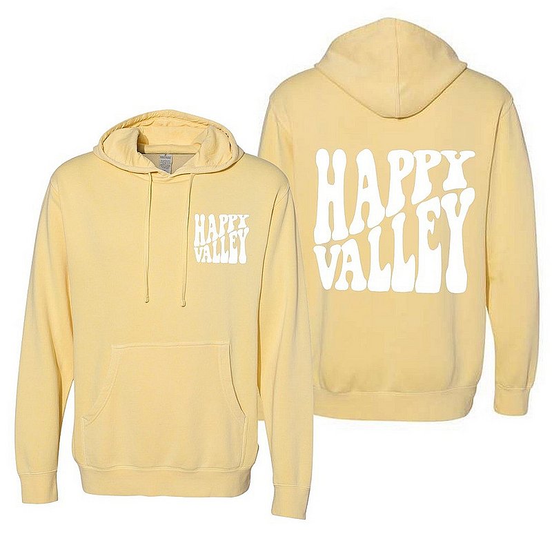 Penn State Happy Valley Retro Wavy Hooded Sweatshirt Light Yellow Nittany Lions (PSU) 