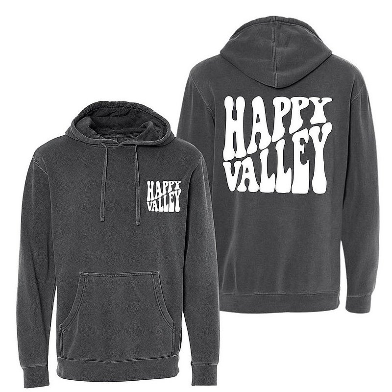 Penn State Happy Valley Retro Wavy Hooded Sweatshirt Washed Black Nittany Lions (PSU) 