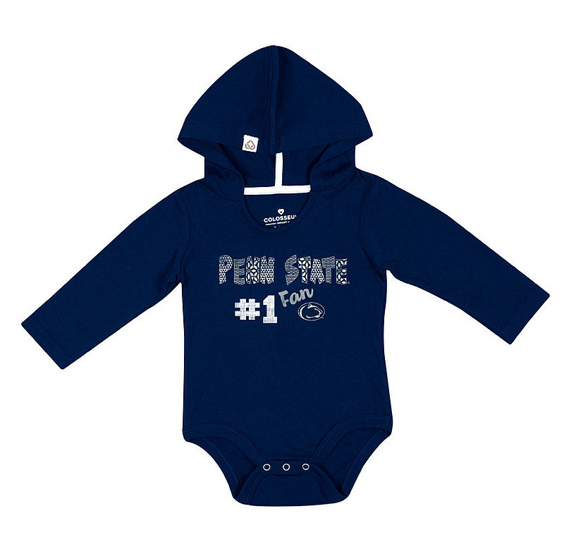 Penn State Infant Girl's Ellen Hooded Long Sleeve Onesie 