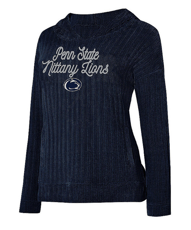 Penn State Ladies Navy Chenille Long Sleeve Hooded Top Nittany Lions (PSU) 