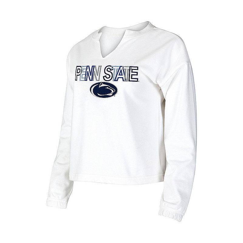 Penn State Ladies Sunray White Terry Crewneck Nittany Lions (PSU) 