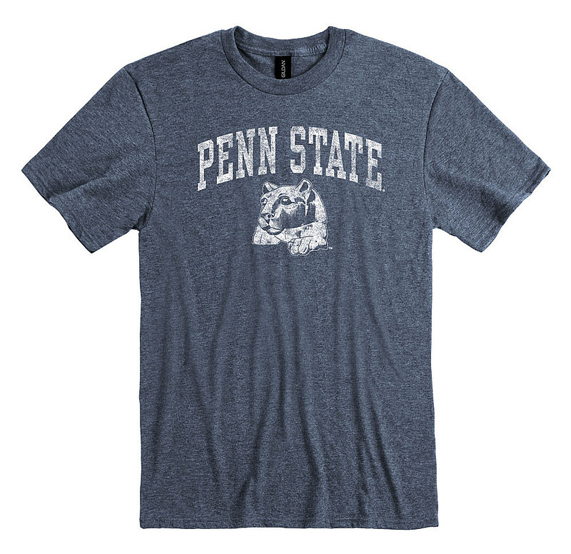 Penn State Lion Statue Distressed Soft Style Tee Heather Navy Nittany Lions (PSU) 