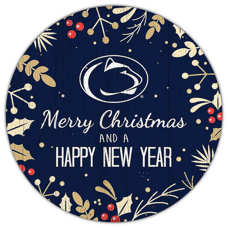 Penn State Merry Christmas and Happy New Year Wood Wall Sign 