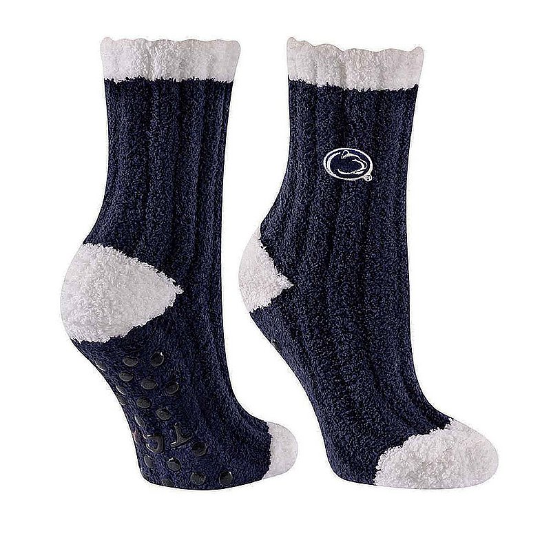 Penn State Navy Gripper Fuzzy Socks