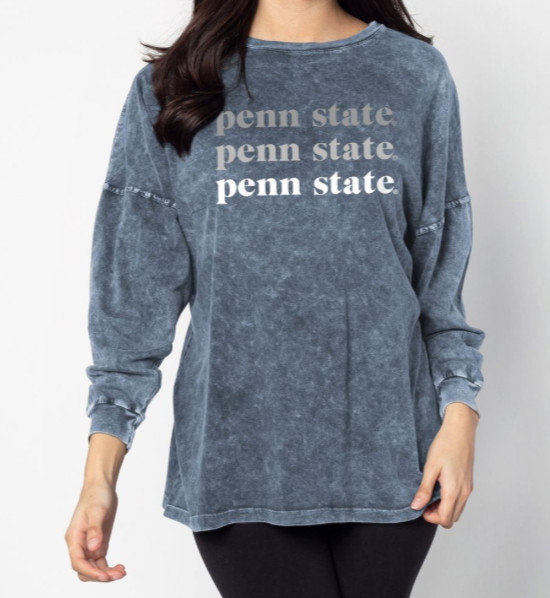 Penn State Navy Oversized Mineral Wash Long Sleeve Nittany Lions (PSU) 