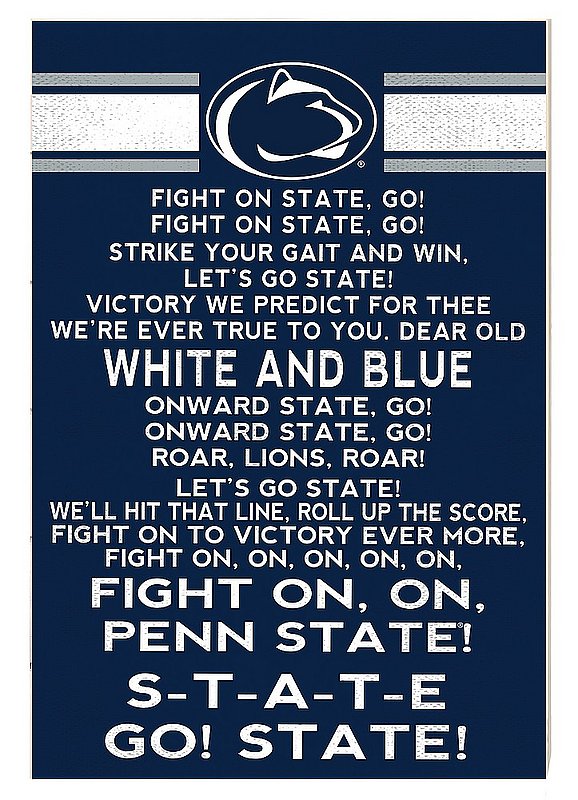 Penn State Nittany Lions Fight Song 34X23 Wood Sign Nittany Lions (PSU) 