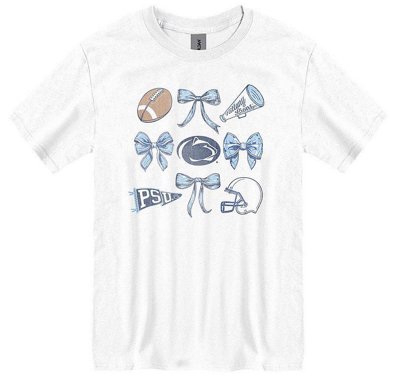 Penn State Nittany Lions Football Bow T-Shirt White Nittany Lions (PSU) 