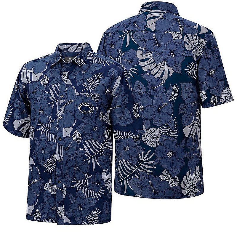 Penn State Nittany Lions Navy Hawaiian Camp Button-Up Shirt