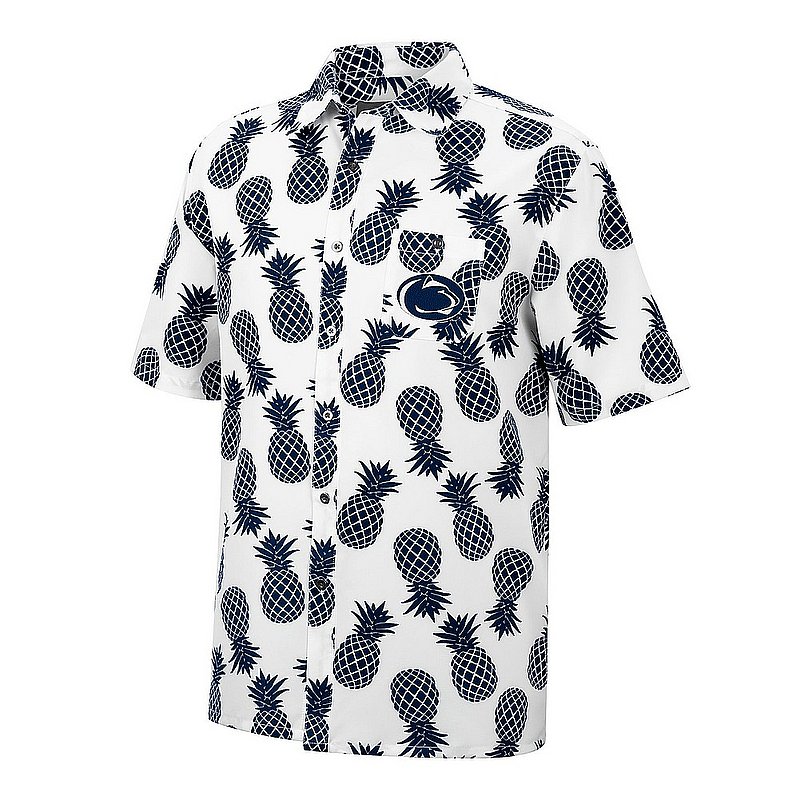Penn State Nittany Lions White Pineapple Hawaiian Camp Button-Up Shirt