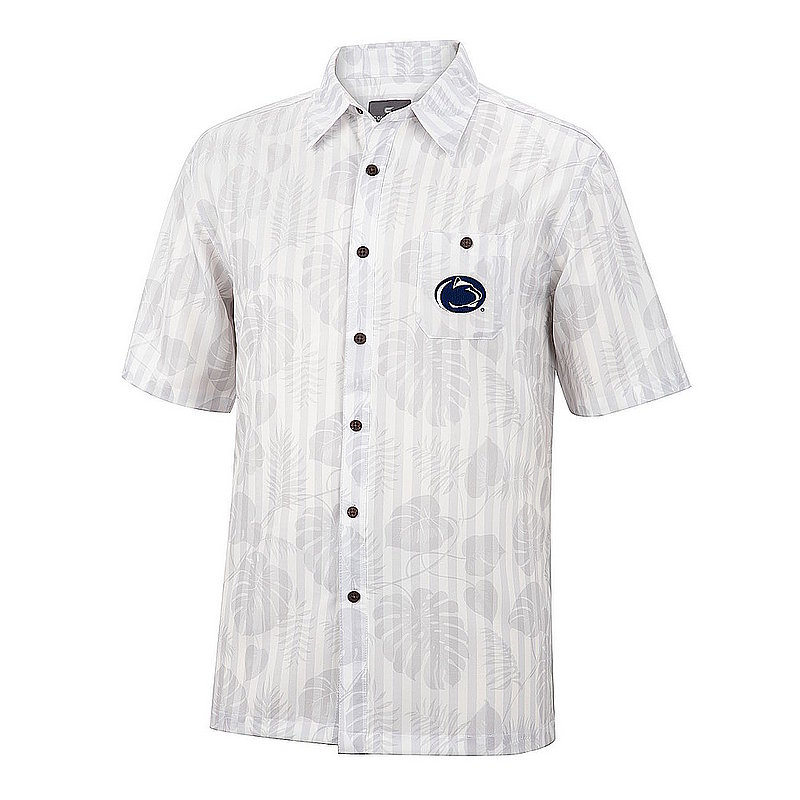 Penn State Nittany Lions White Striped Hawaiian Camp Button-Up Shirt