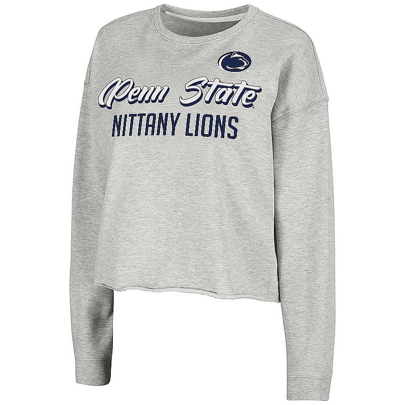 Penn State Nittany Lions Women's Light Weight Crop Grey Crewneck 