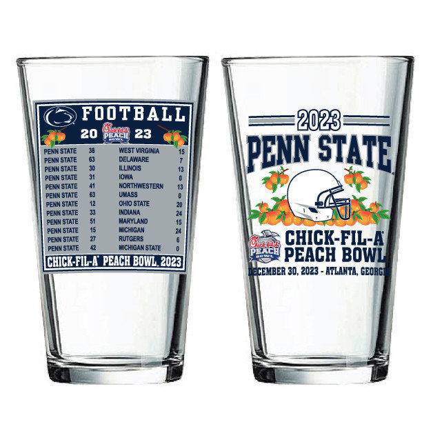 Penn State Peach Bowl 2023 Collectors 16oz Pint Glass Nittany Lions (PSU) 