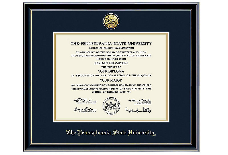 Pennsylvania State University Gold Engraved Seal Medallion Diploma Frame