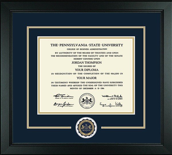 Penn State Pennsylvania State University Lasting Memories Circle Logo Diploma Frame Black Nittany Lions (PSU) 
