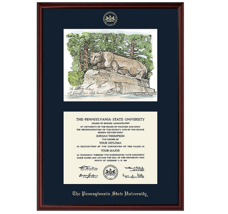 Pennsylvania State University Lion Shrine Diploma Frame