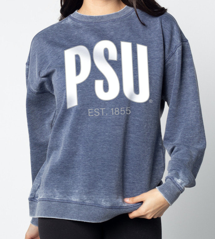 Penn State PSU Women's Super Soft Acid Wash Campus Crew Navy