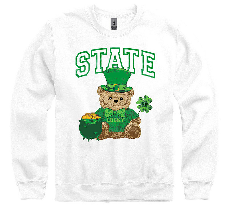 Penn State State Green Saint Patricks Day Bear Crewneck Sweatshirt White Nittany Lions (PSU) 