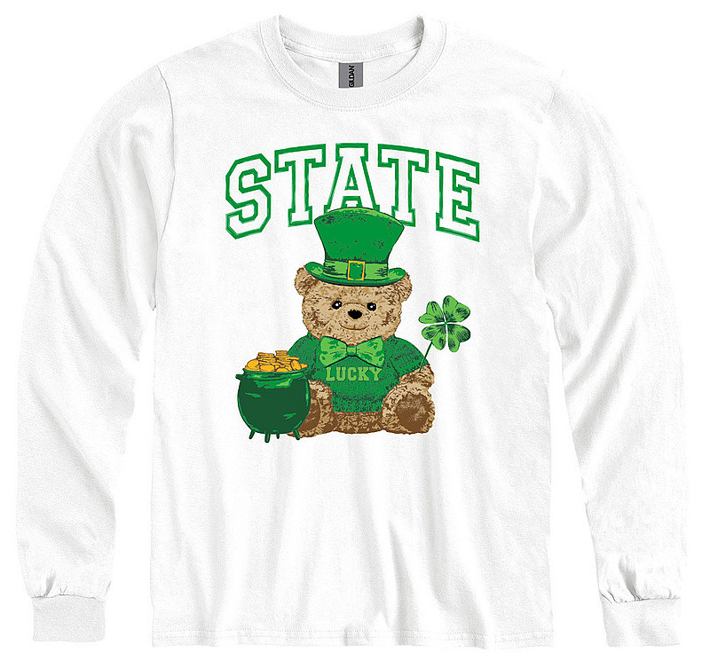 Penn State State Green Saint Patricks Day Bear Long Sleeve T-Shirt White Nittany Lions (PSU) 