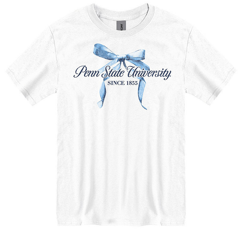Penn State University Blue Bow Tee White 