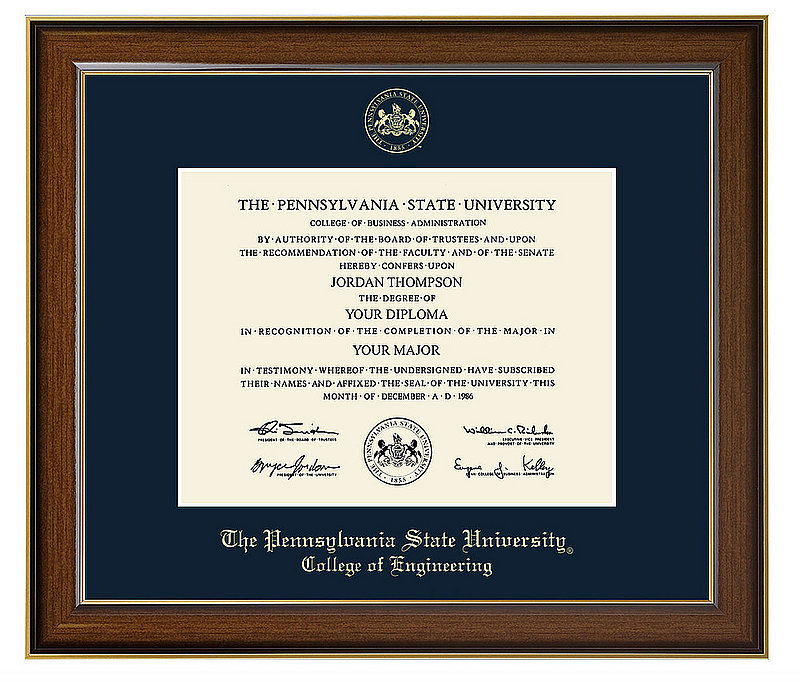 Penn State University College of Engineering Gold Embossed Diploma Frame