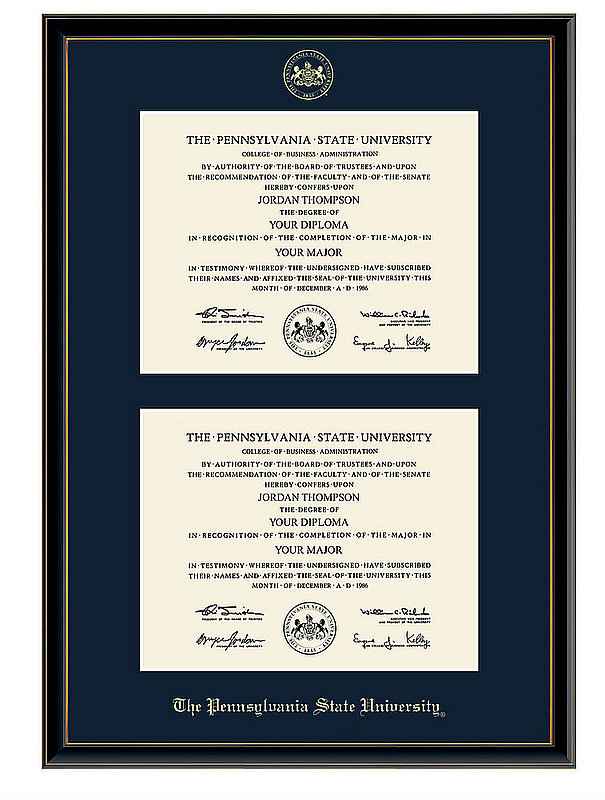 Penn State University Double Diploma Frame Nittany Lions (PSU) 