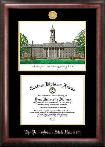 Penn State University Gold Embossed Diploma Frame With Lithograph Nittany Lions (PSU) DSCI-PA994LGED 
