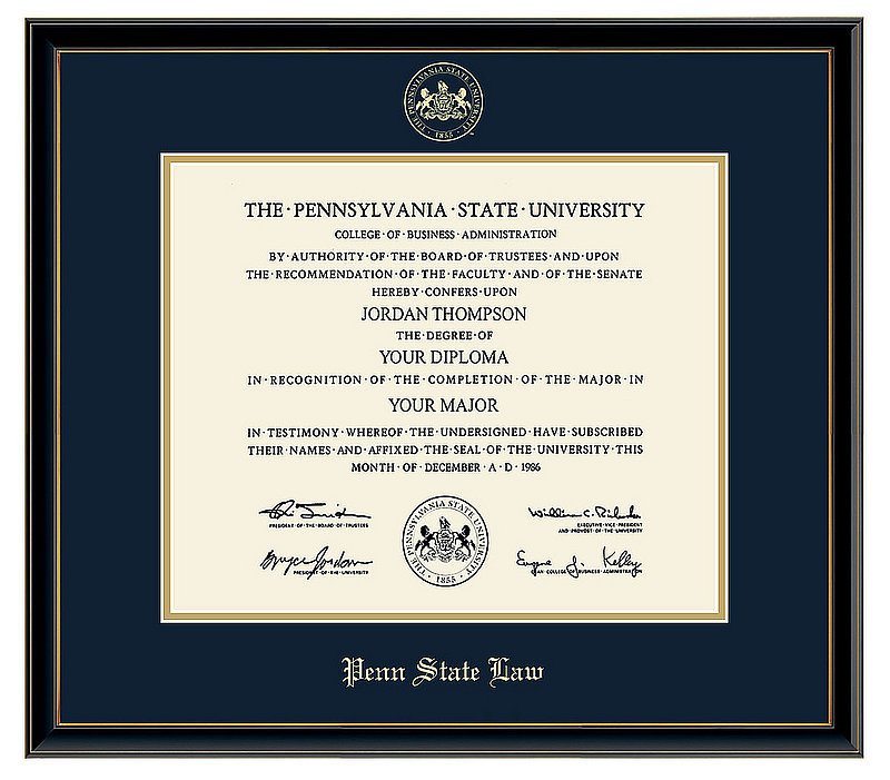Penn State University Law Gold Embossed Diploma Frame