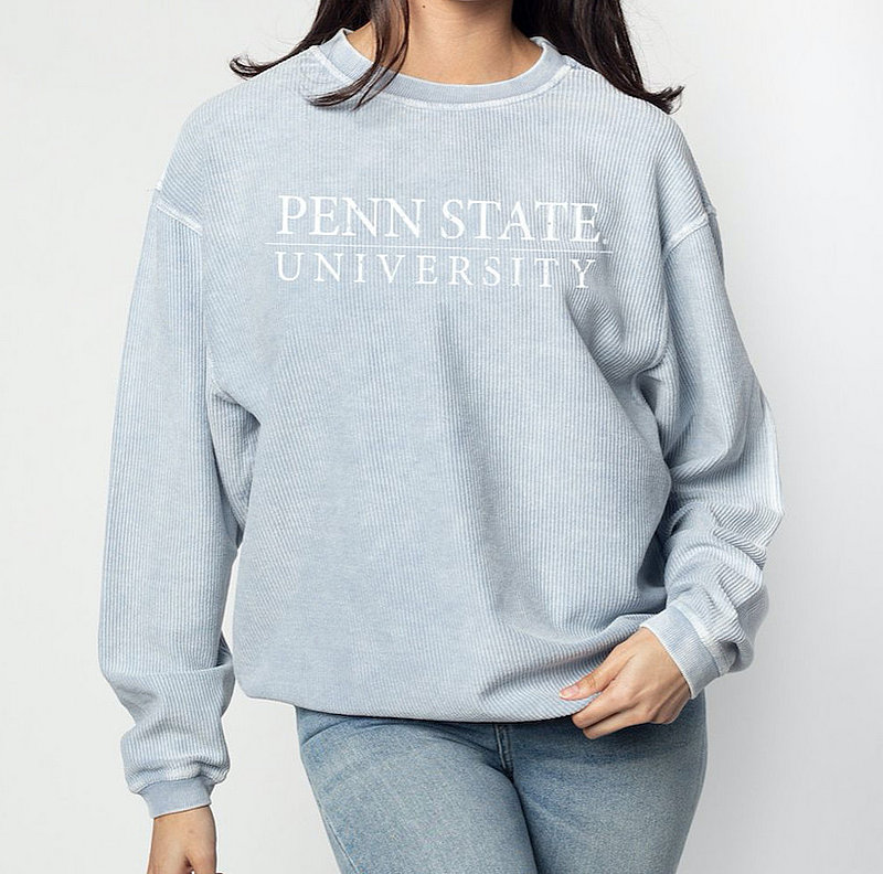 Penn State University Light Blue Corded Crew Sweatshirt Nittany Lions (PSU) 