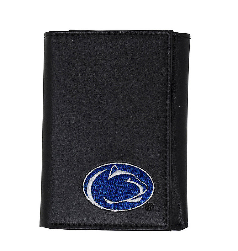 Penn State Vertical Tri-Fold Black Genuine Leather Wallet Nittany Lions (PSU) 