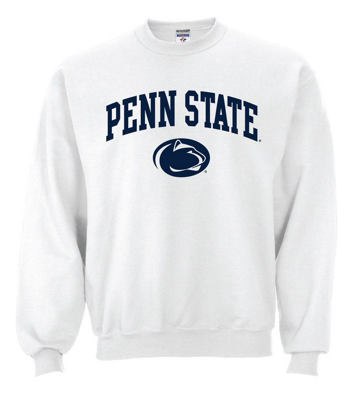 Penn State White Arching Over Crew Neck Sweatshirt